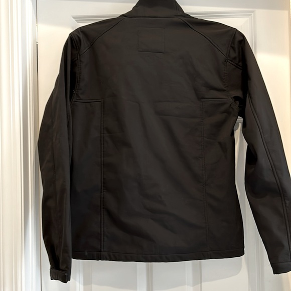 IZOD Men’s Fleece lined Shell jacket size M with red zipper pulls, Velcro cuffs - Picture 2 of 6